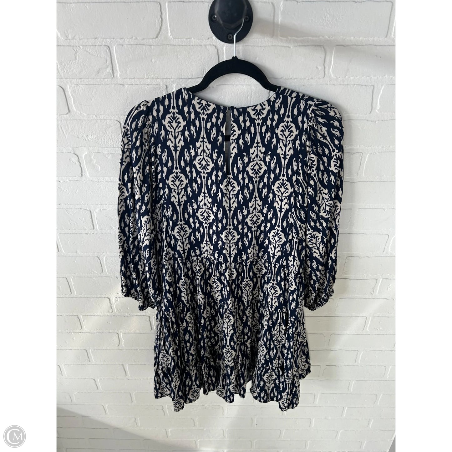 Tunic 3/4 Sleeve By Wishlist In Blue & Cream, Size: S