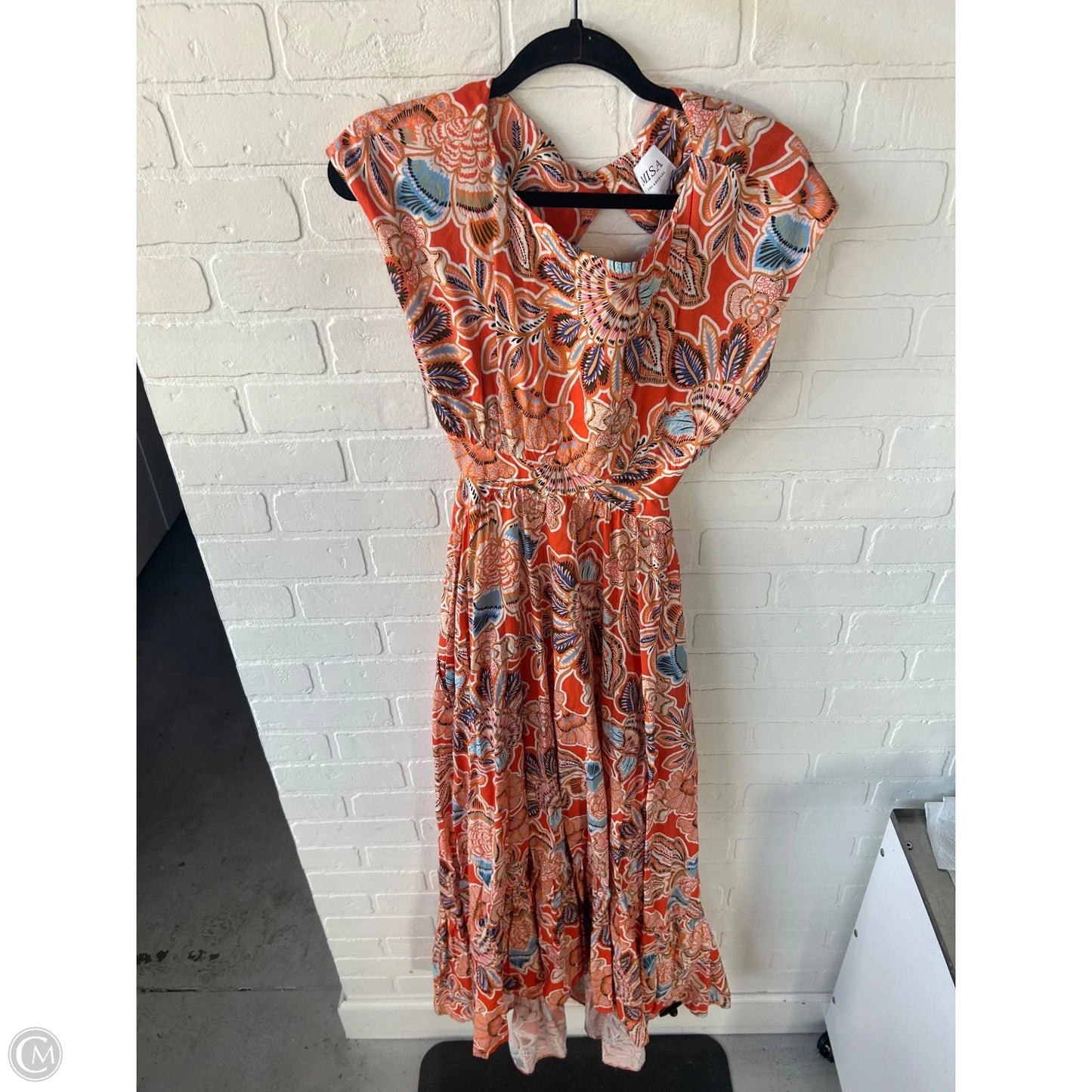 Dress Designer By Misa In Orange & White, Size: M