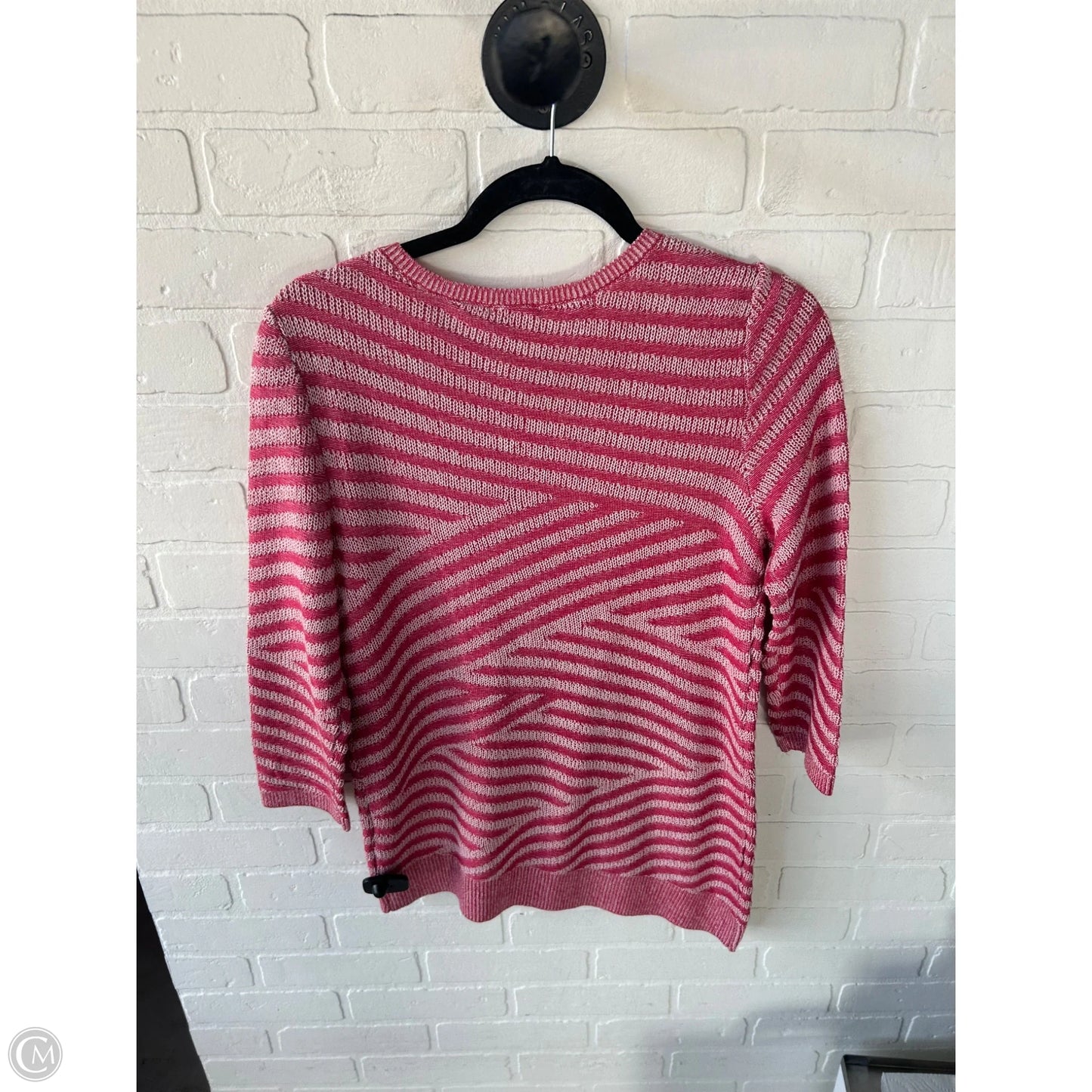 Sweater By Chicos In Pink & White, Size: S