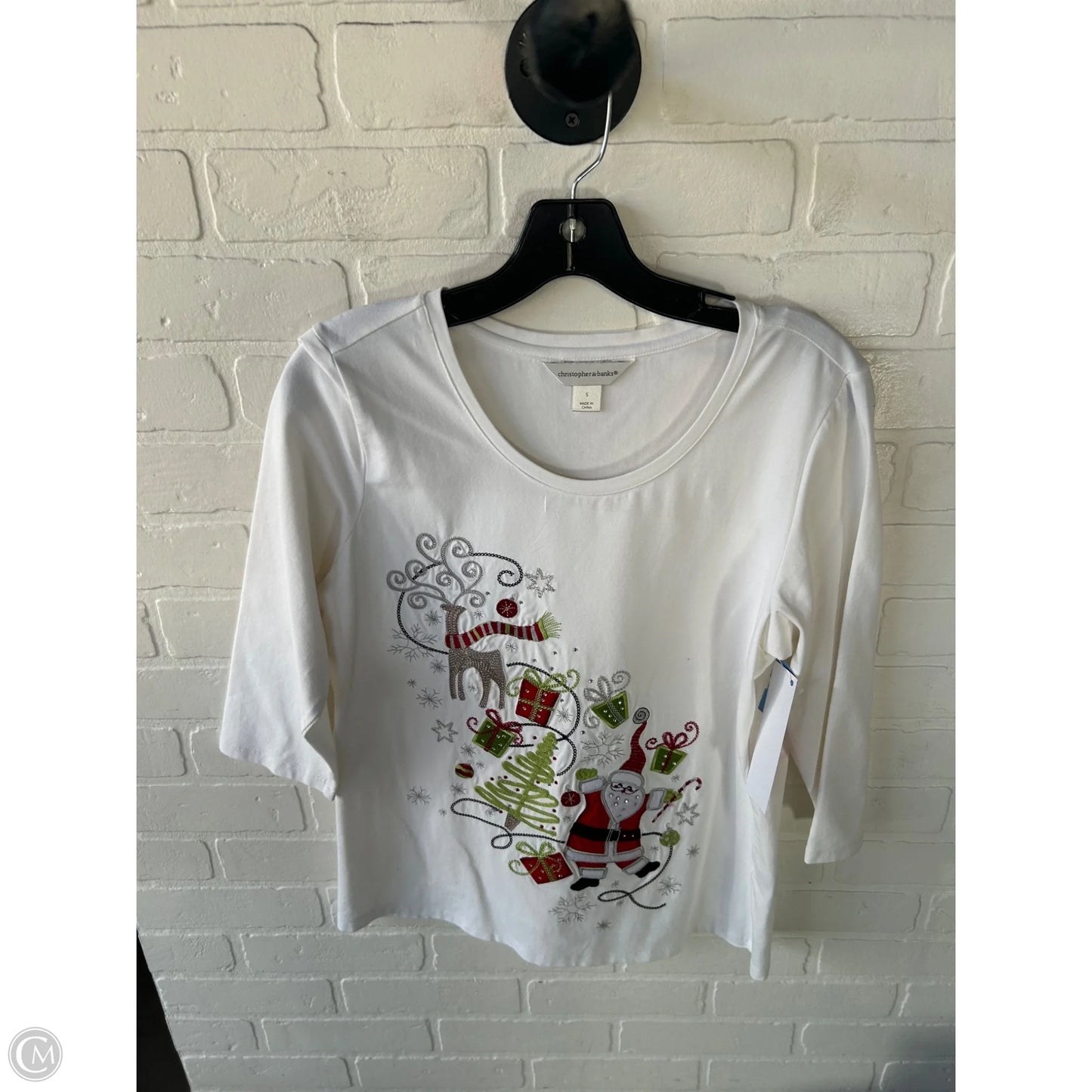 Top 3/4 Sleeve By Christopher And Banks In Red & White, Size: S