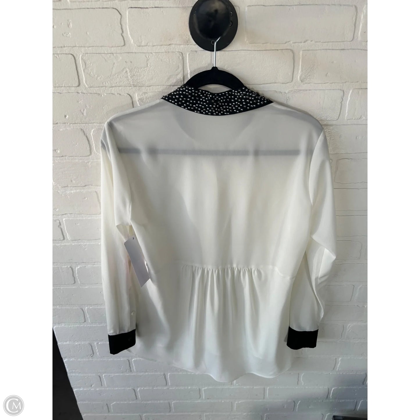 Blouse Long Sleeve By Chaus In Black & White, Size: S