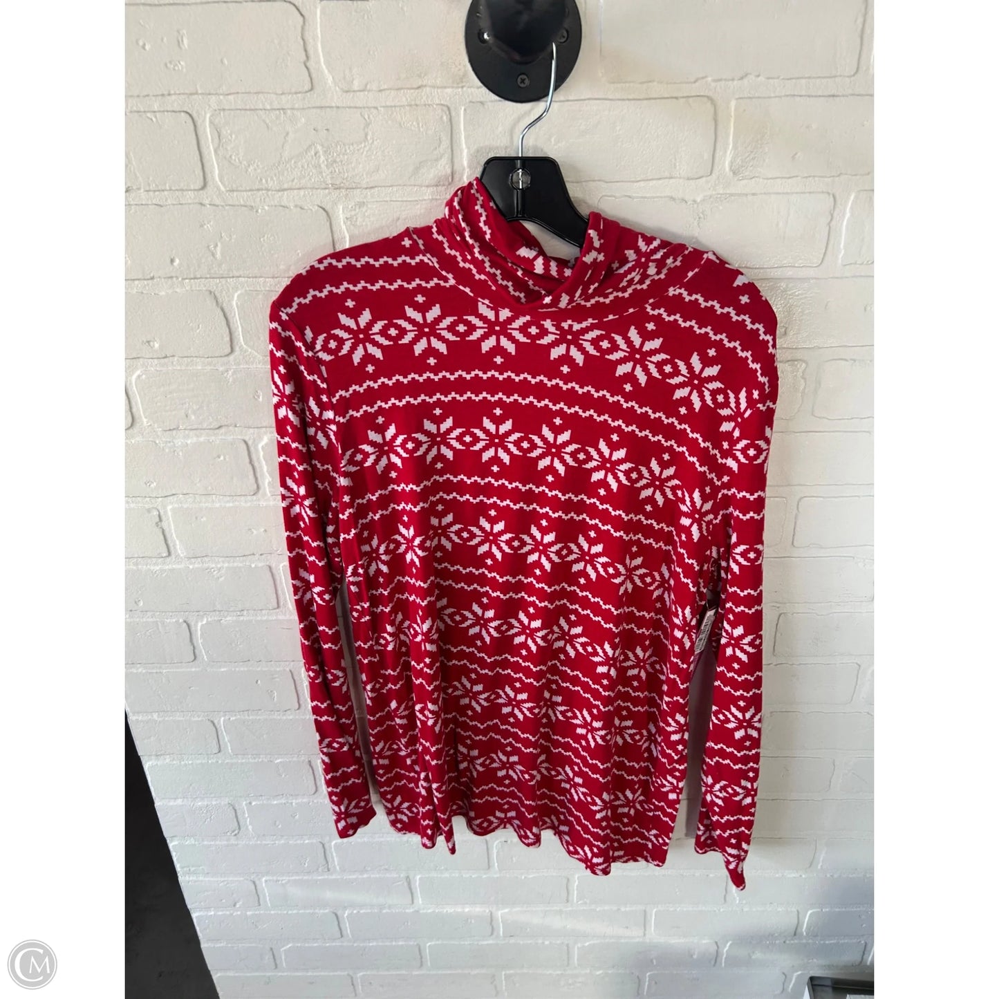 Top Long Sleeve Basic By United States Sweaters In Red & White, Size: L