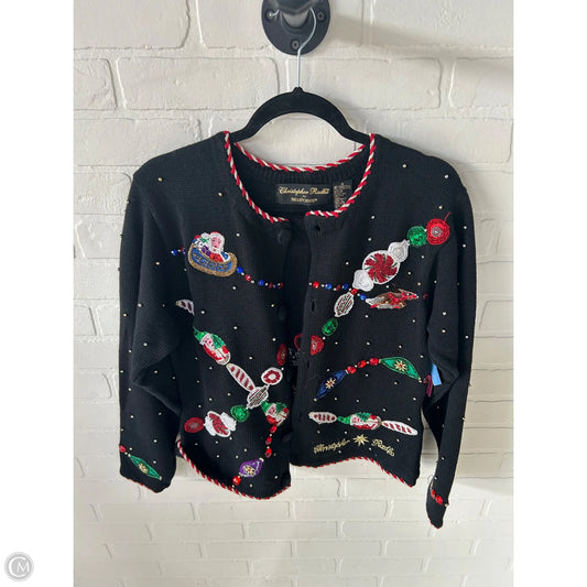 Sweater Cardigan By Clothes Mentor In Black & Red, Size: M