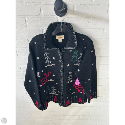 Sweater Cardigan By Talbots In Black & Red, Size: M