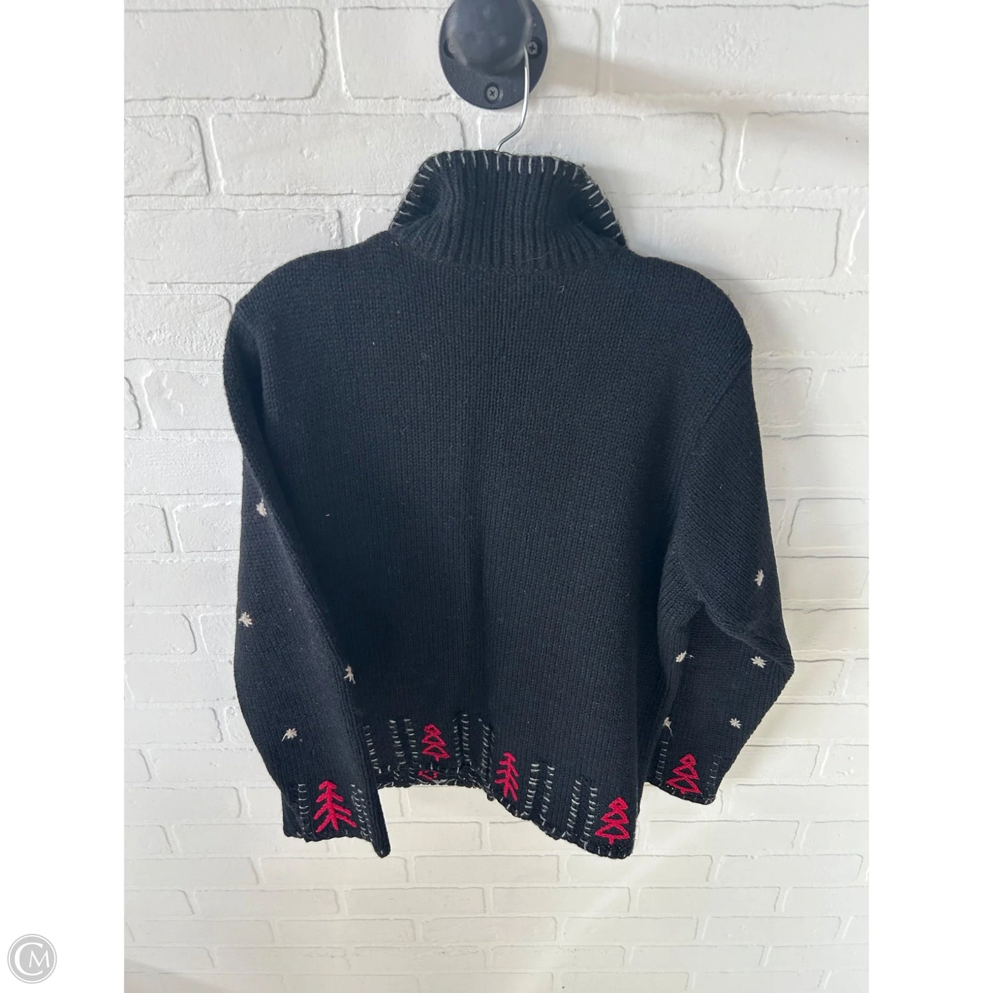 Sweater Cardigan By Talbots In Black & Red, Size: M