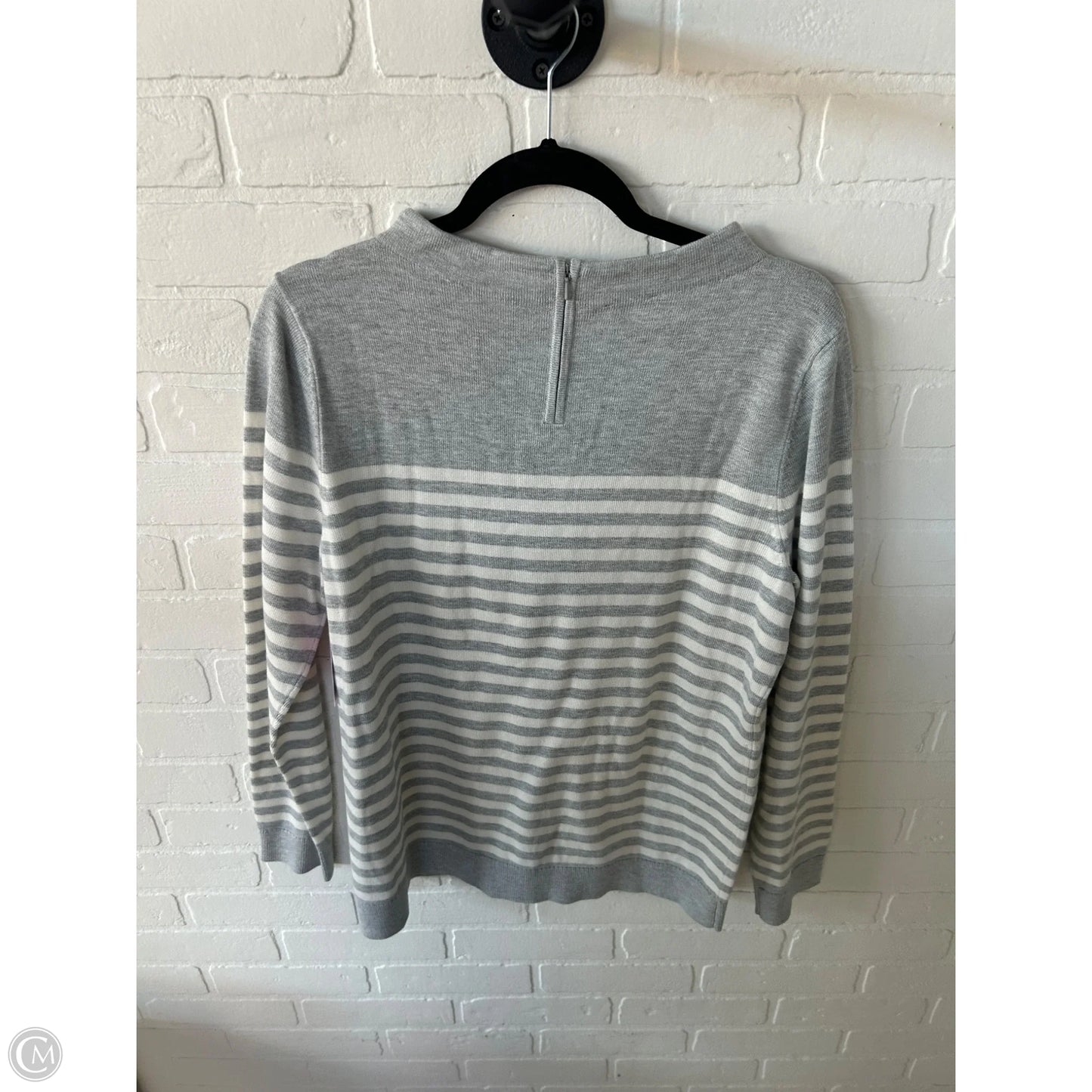 Sweater By Talbots In Grey & White, Size: L