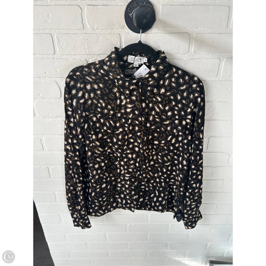 Blouse Long Sleeve By Molly Bracken In Black & Green, Size: M
