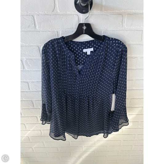Blouse 3/4 Sleeve By Charter Club In Blue & White, Size: M