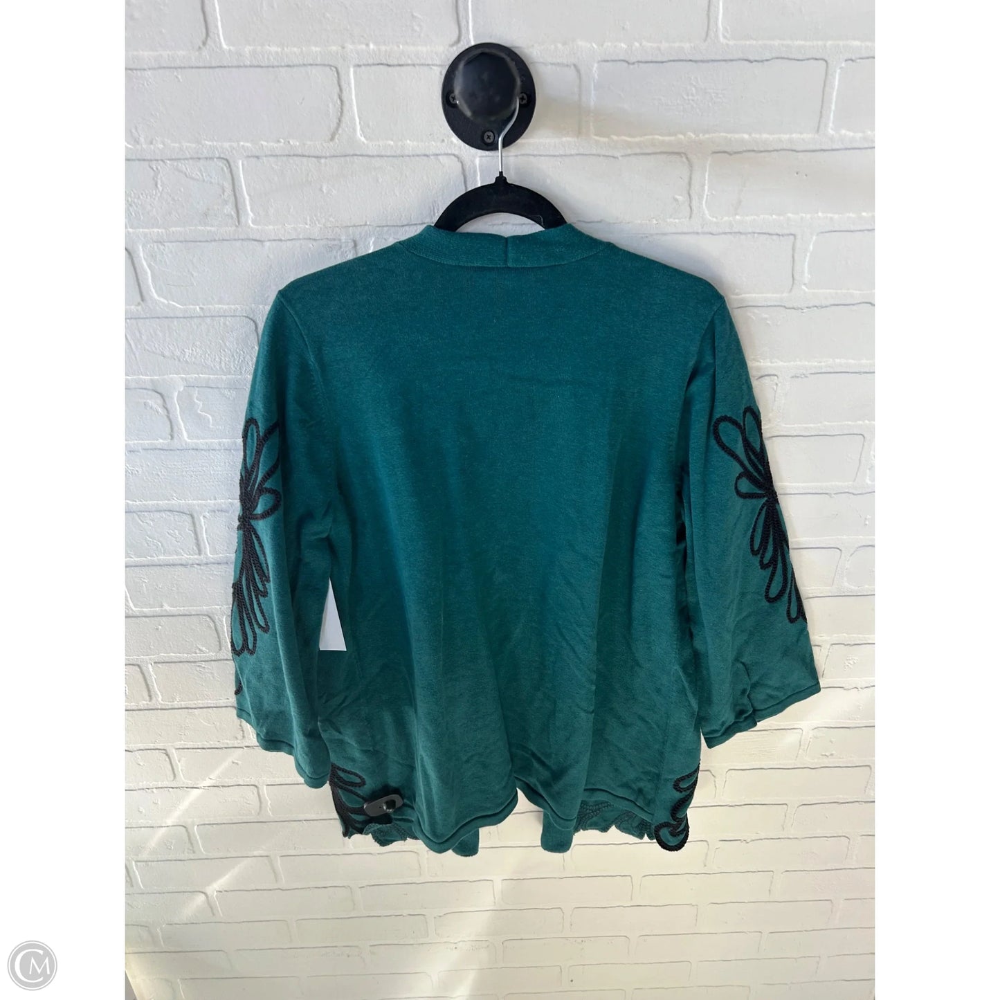 Sweater Cardigan By Chicos In Green, Size: L