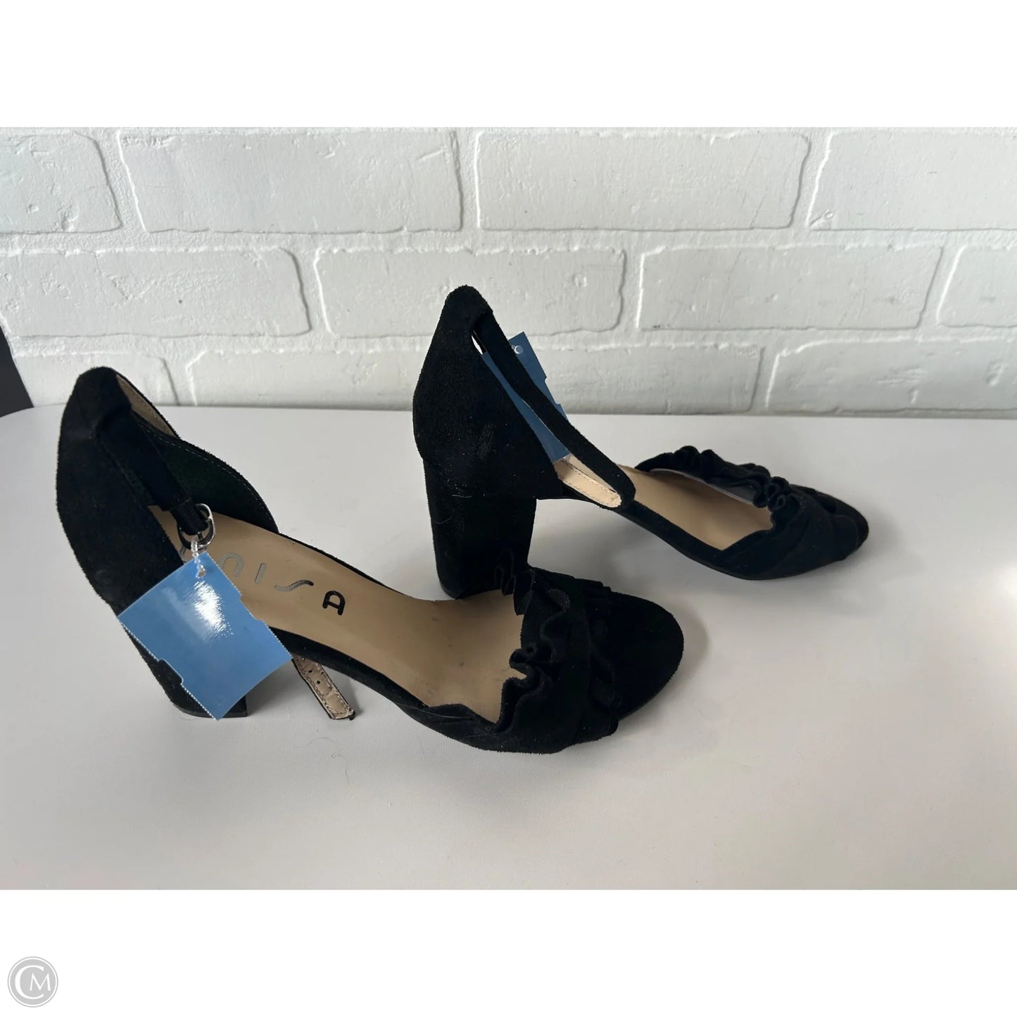 Sandals Heels Block By Unisa In Black & Blue, Size: 10
