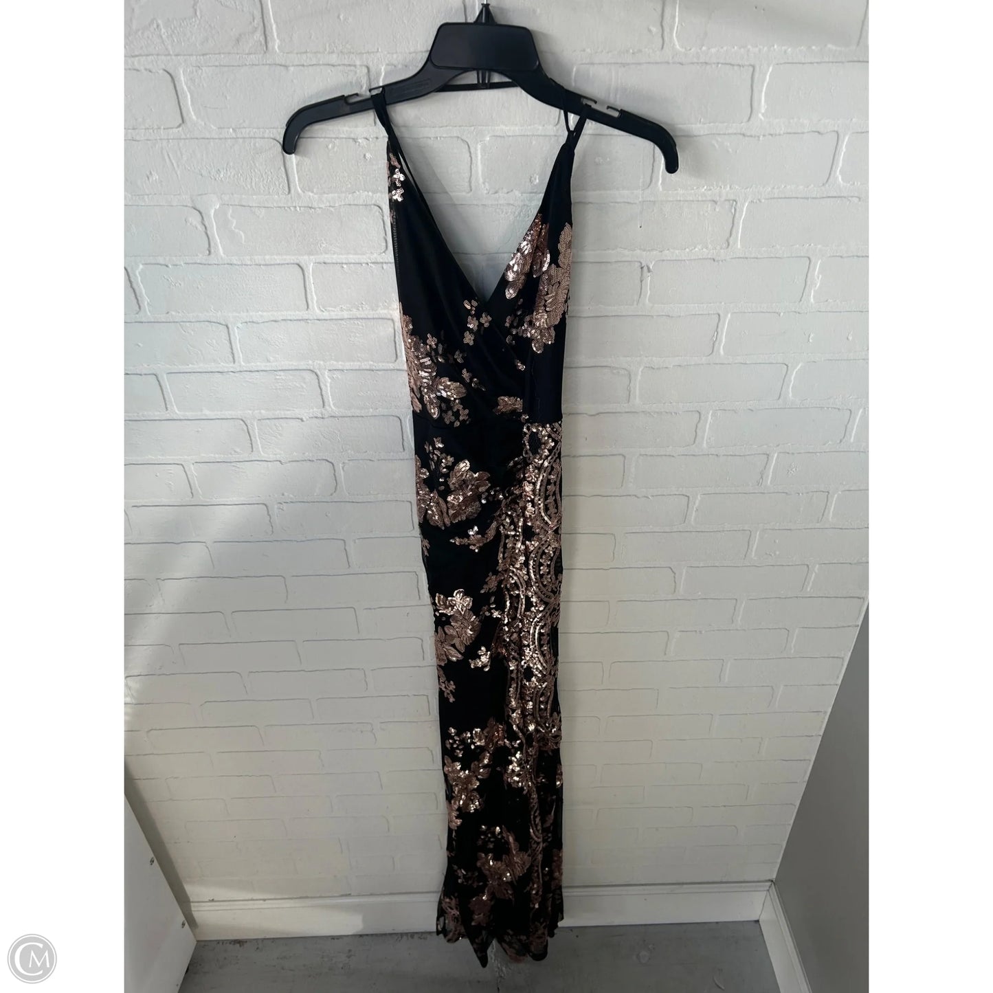 Dress Party Long By Windsor In Black & Gold, Size: S
