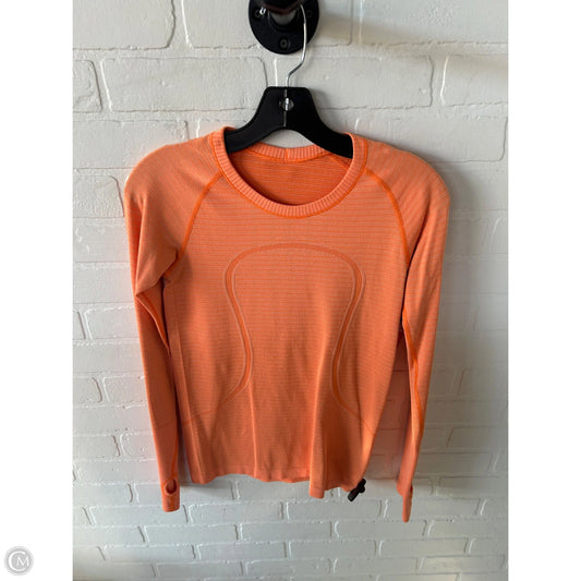 Athletic Top Long Sleeve Crewneck By Lululemon In Orange, Size: S