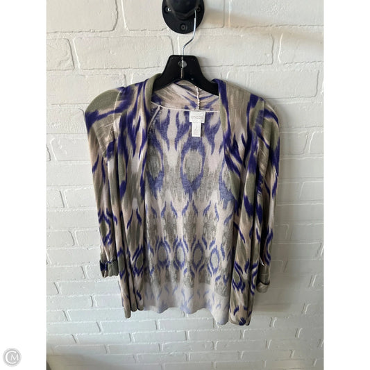 Sweater Cardigan By Chicos In Green & Purple, Size: M
