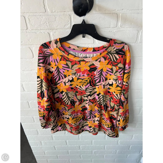 Top Long Sleeve By Loft In Green & Orange, Size: L