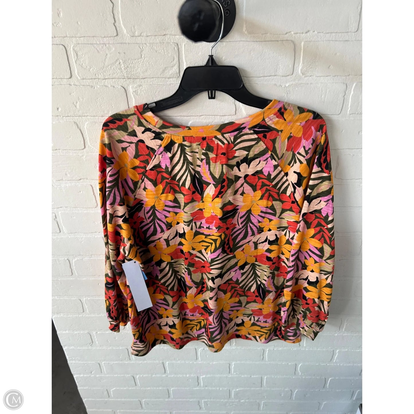 Top Long Sleeve By Loft In Green & Orange, Size: L