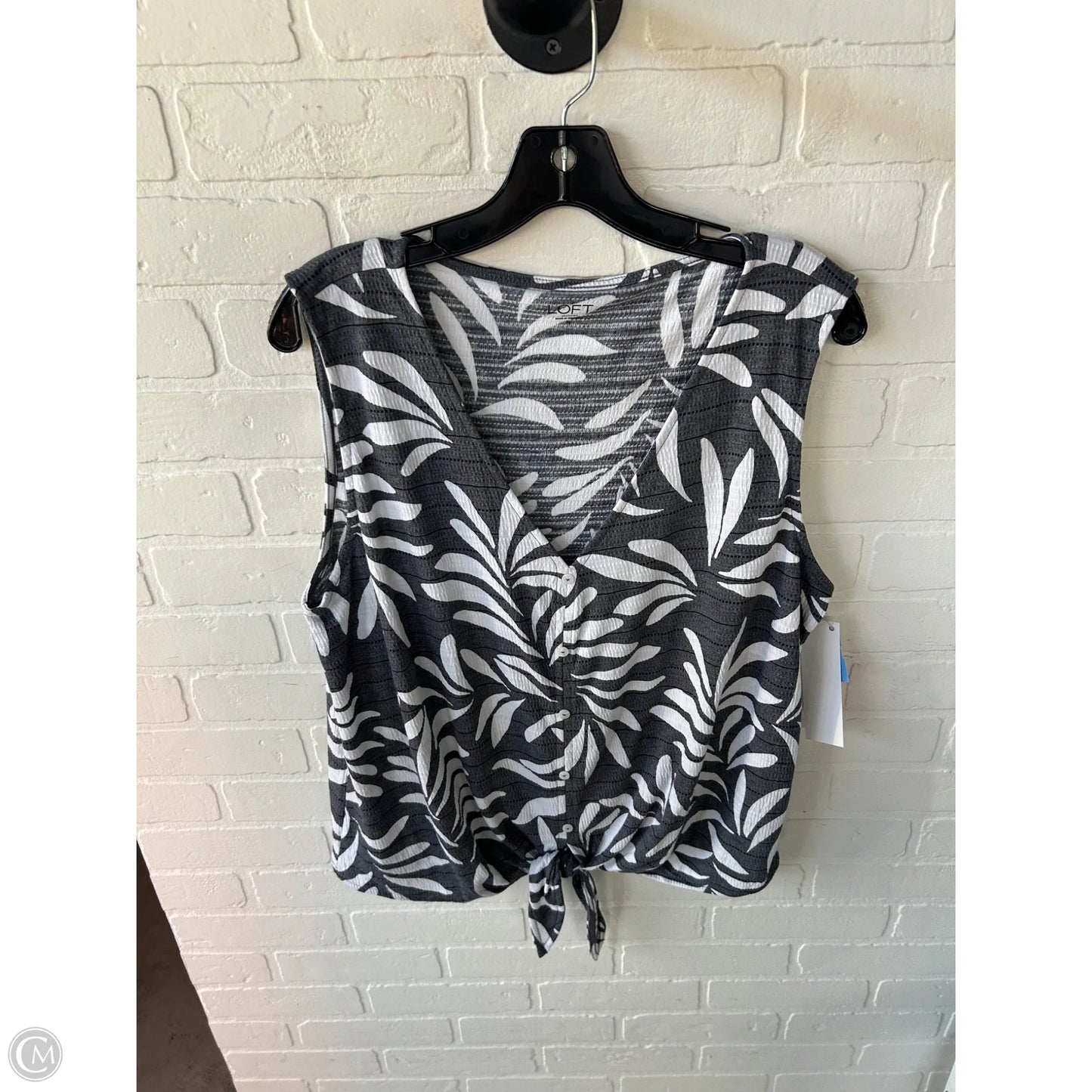 Top Sleeveless By Loft In Grey & White, Size: Xl
