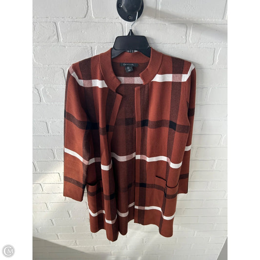 Sweater Cardigan By Tahari In Brown & White, Size: S