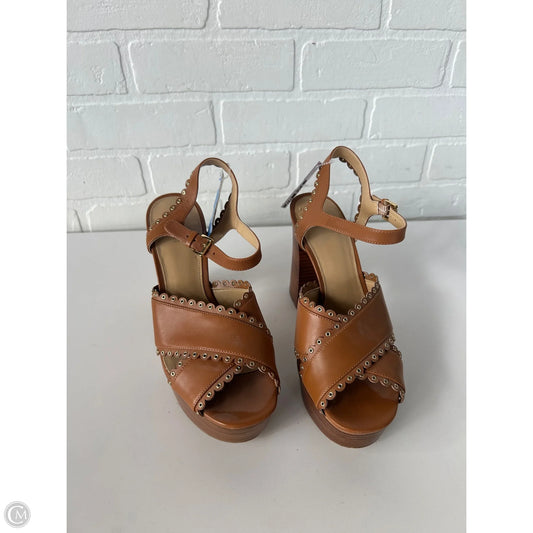 Sandals Heels Block By Michael By Michael Kors In Brown & Gold, Size: 8.5