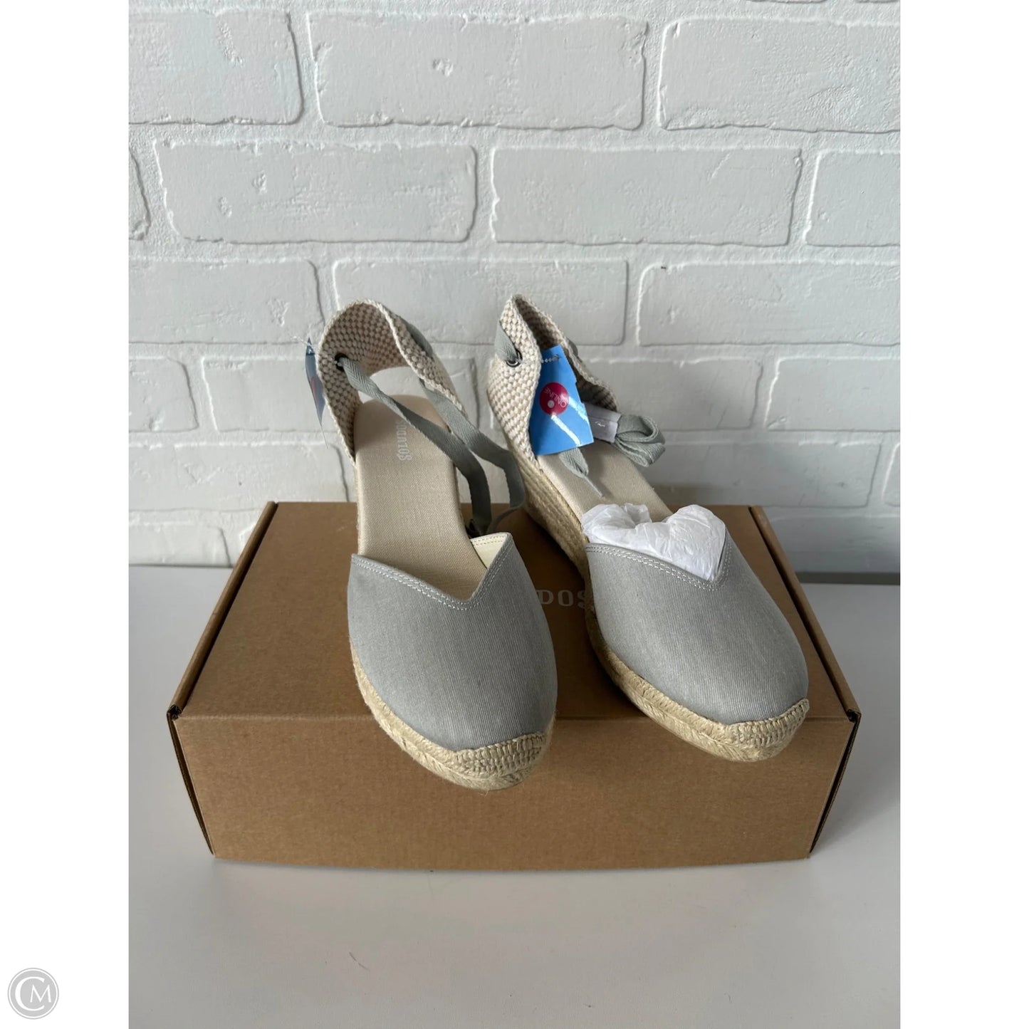 Sandals Heels Wedge By Soludos In Blue & Cream, Size: 8.5