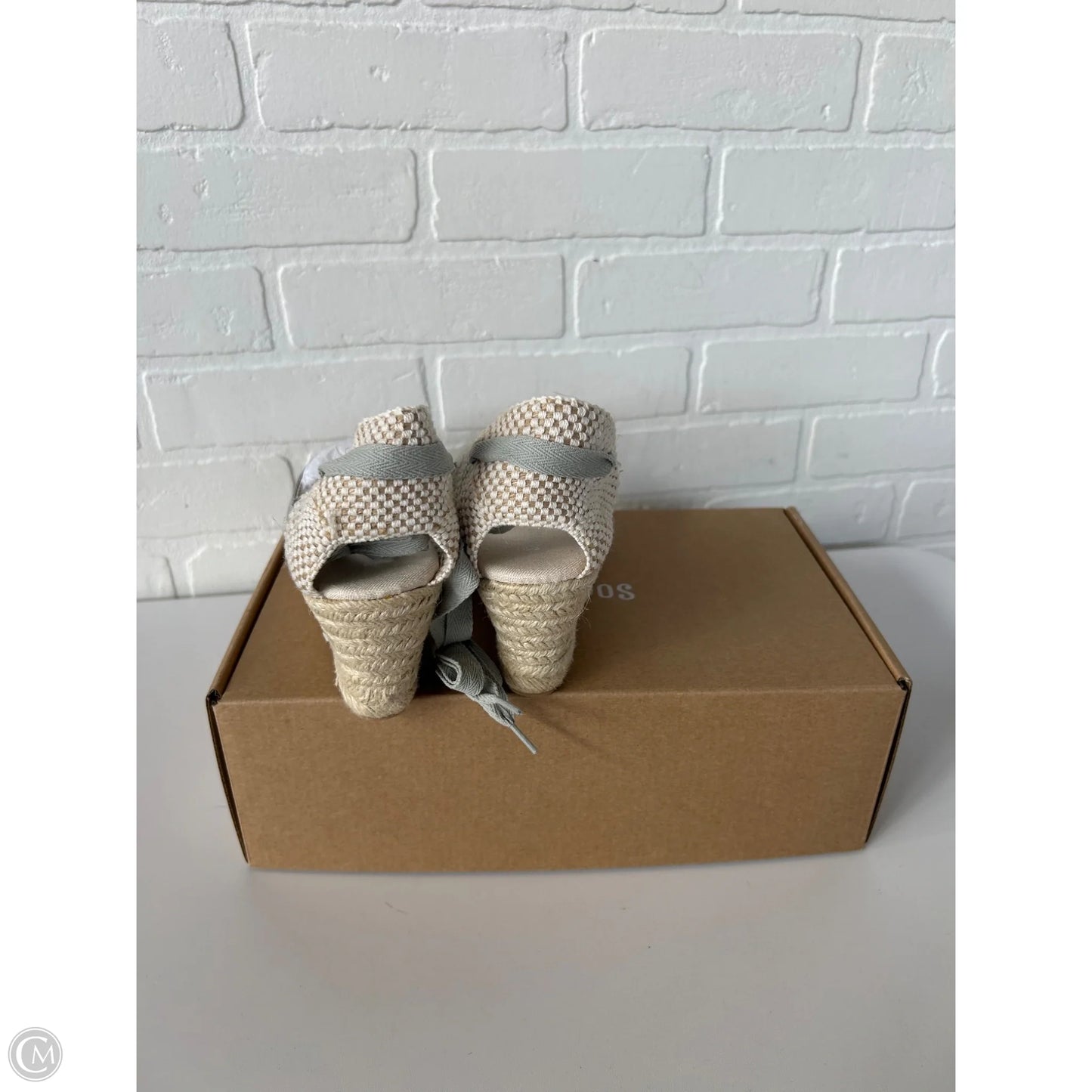 Sandals Heels Wedge By Soludos In Blue & Cream, Size: 8.5