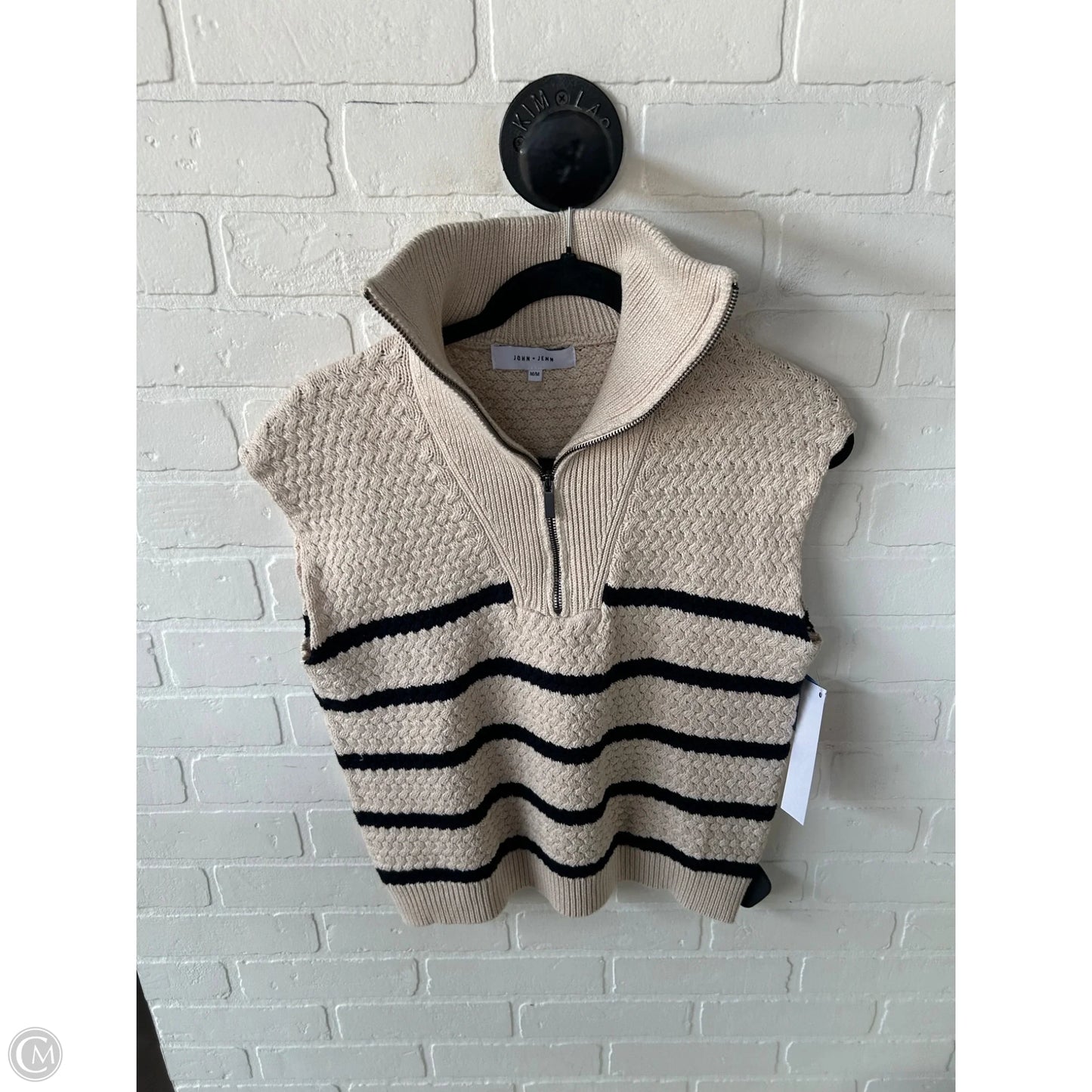 Vest Sweater By John + Jenn In Blue & Cream, Size: M