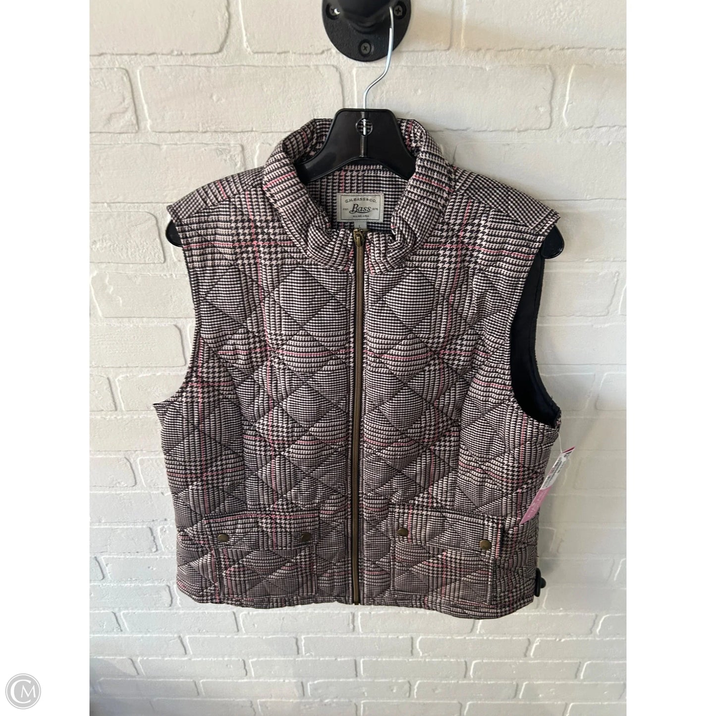 Vest Puffer & Quilted By Bass In Black & Tan, Size: L