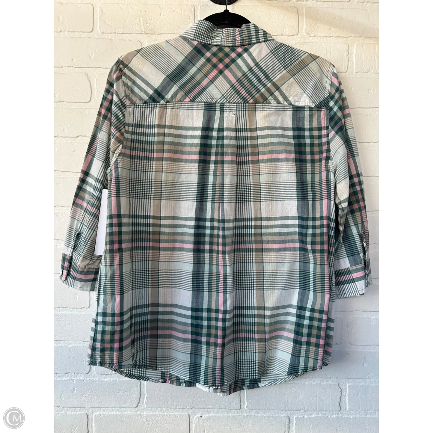 Top 3/4 Sleeve By Sonoma In Green & White, Size: L