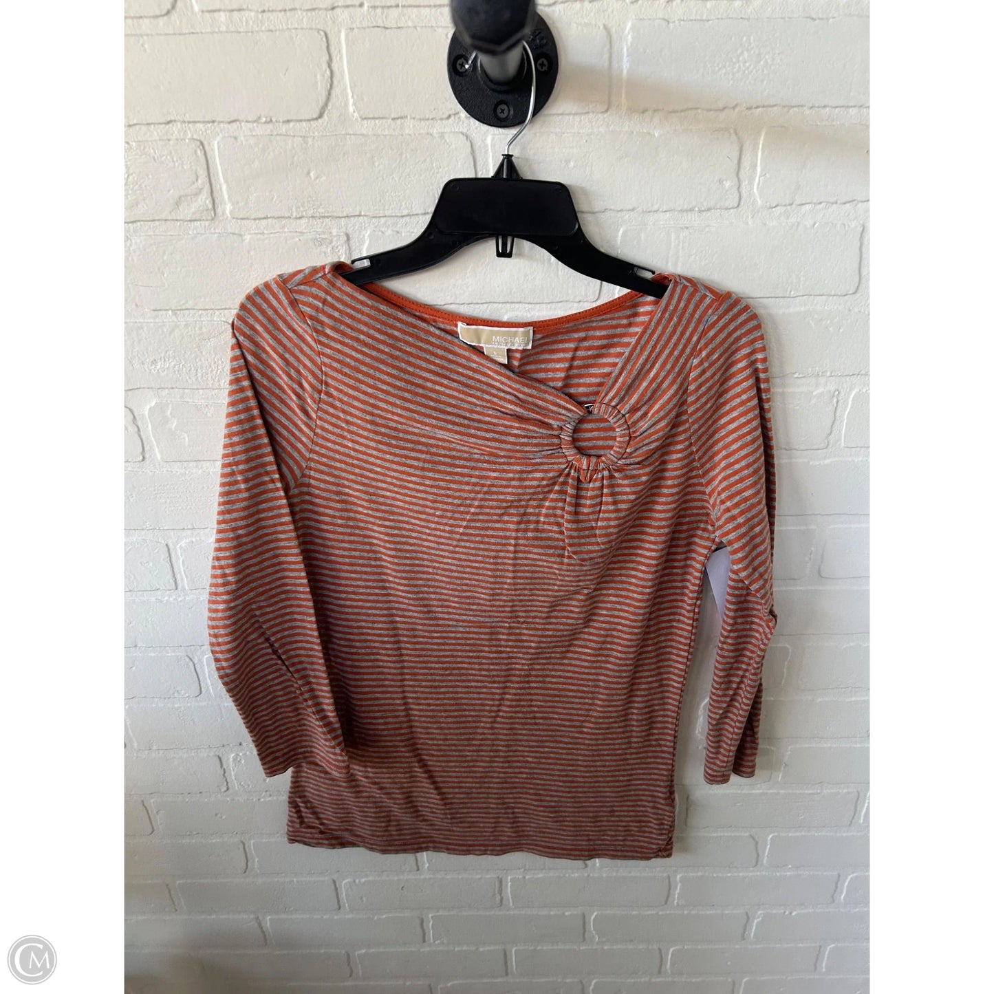 Top 3/4 Sleeve By Michael By Michael Kors In Grey & Orange, Size: S
