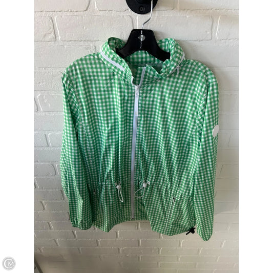 Jacket Windbreaker By Talbots In Green & White, Size: L