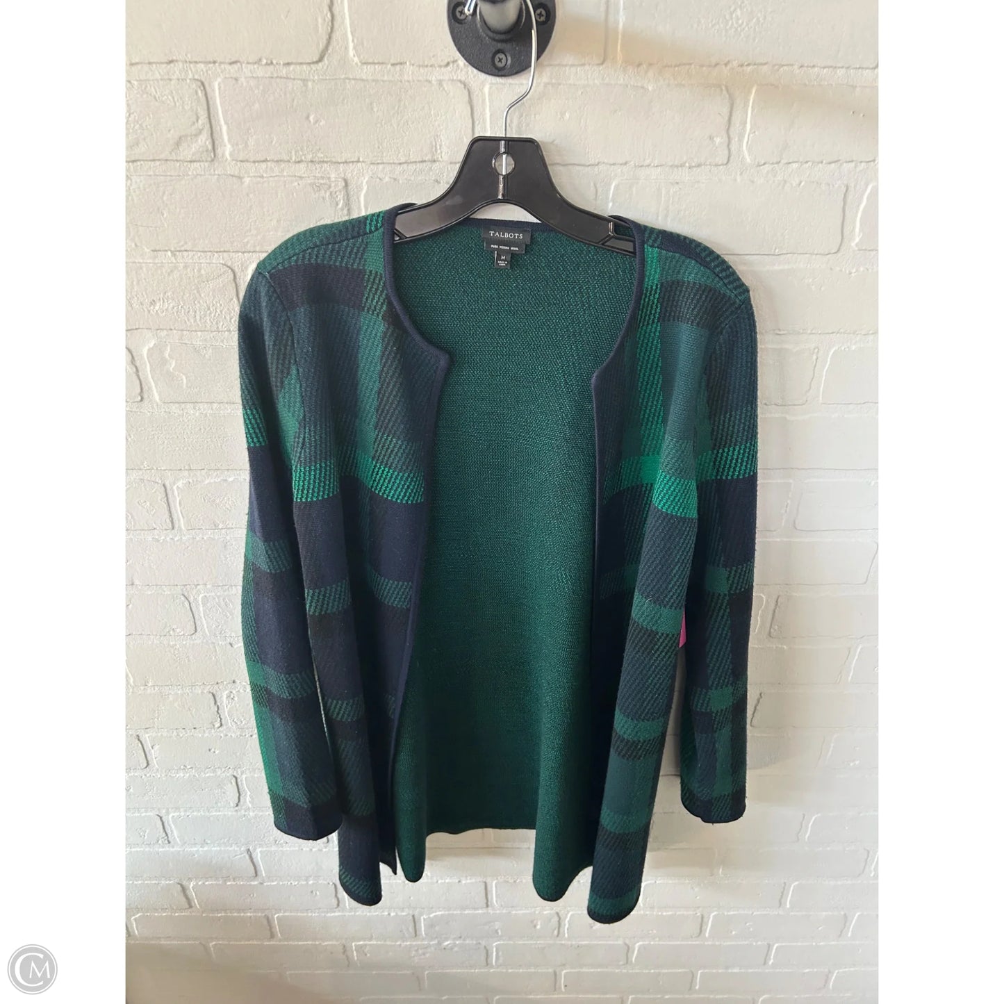 Sweater Cardigan By Talbots In Blue & Grey, Size: M