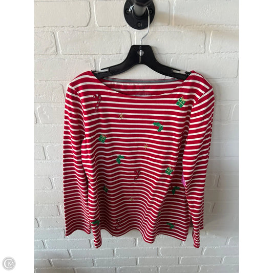Top Long Sleeve By Talbots In Red & White, Size: M