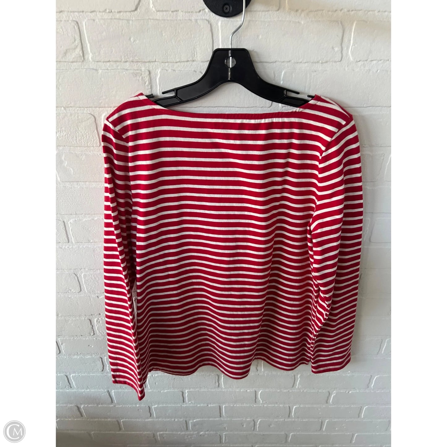 Top Long Sleeve By Talbots In Red & White, Size: M