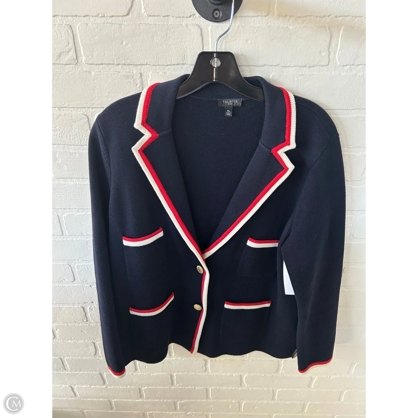 Blazer By Talbots In Blue & Red & White, Size: Mp