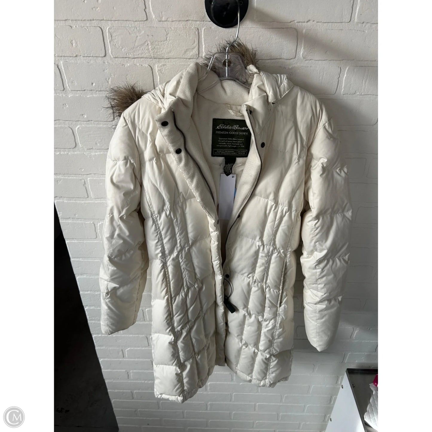 Coat Puffer & Quilted By Eddie Bauer In Ivory, Size: S