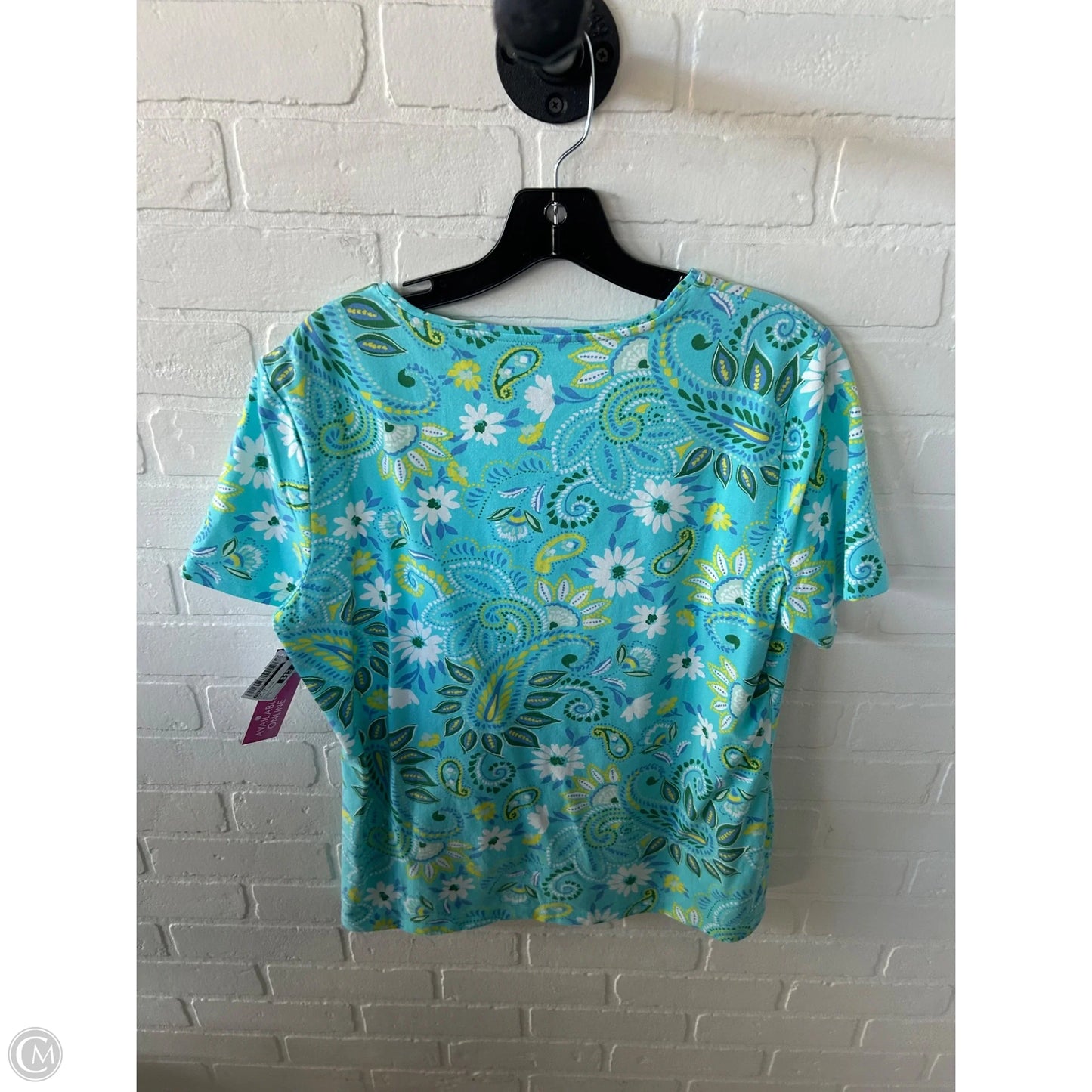Top Short Sleeve By Talbots In Blue & Yellow, Size: L