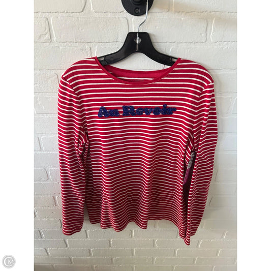Top Long Sleeve By Talbots In Red & White, Size: L