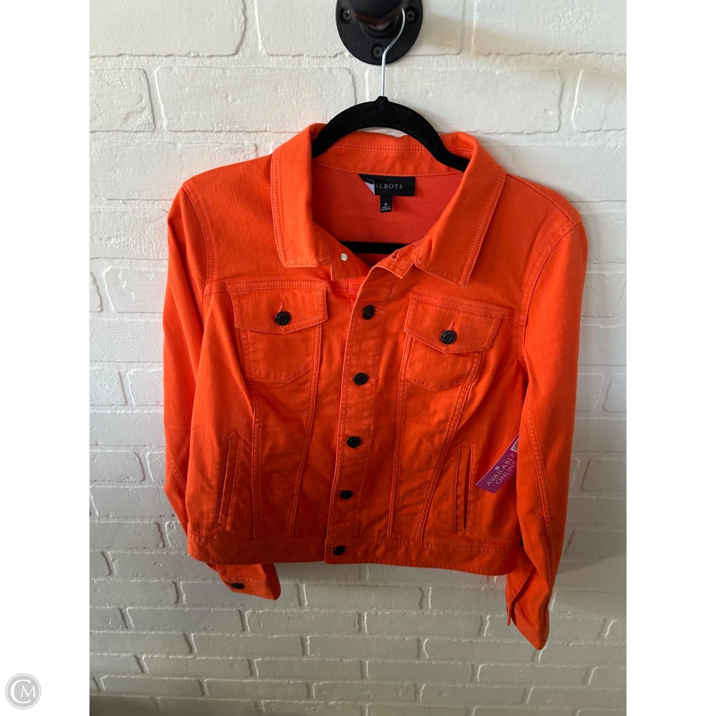 Jacket Denim By Talbots In Orange Denim, Size: M