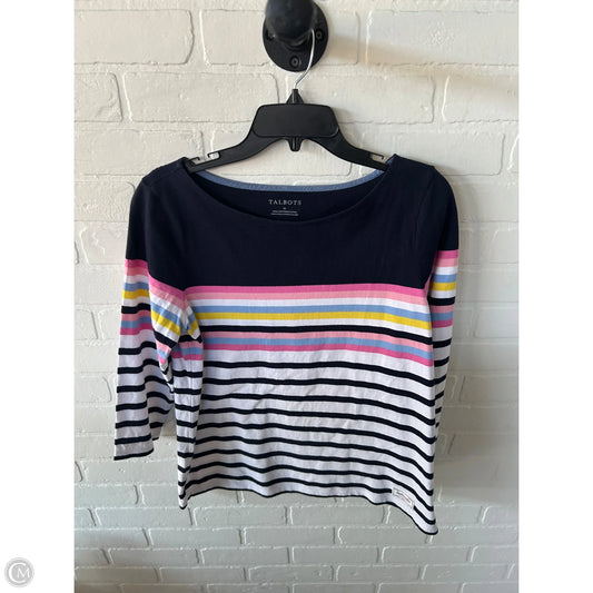 Top Long Sleeve By Talbots In Blue & White, Size: M