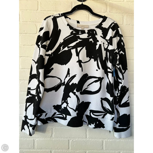 Top Long Sleeve By Loft In Black & White, Size: M