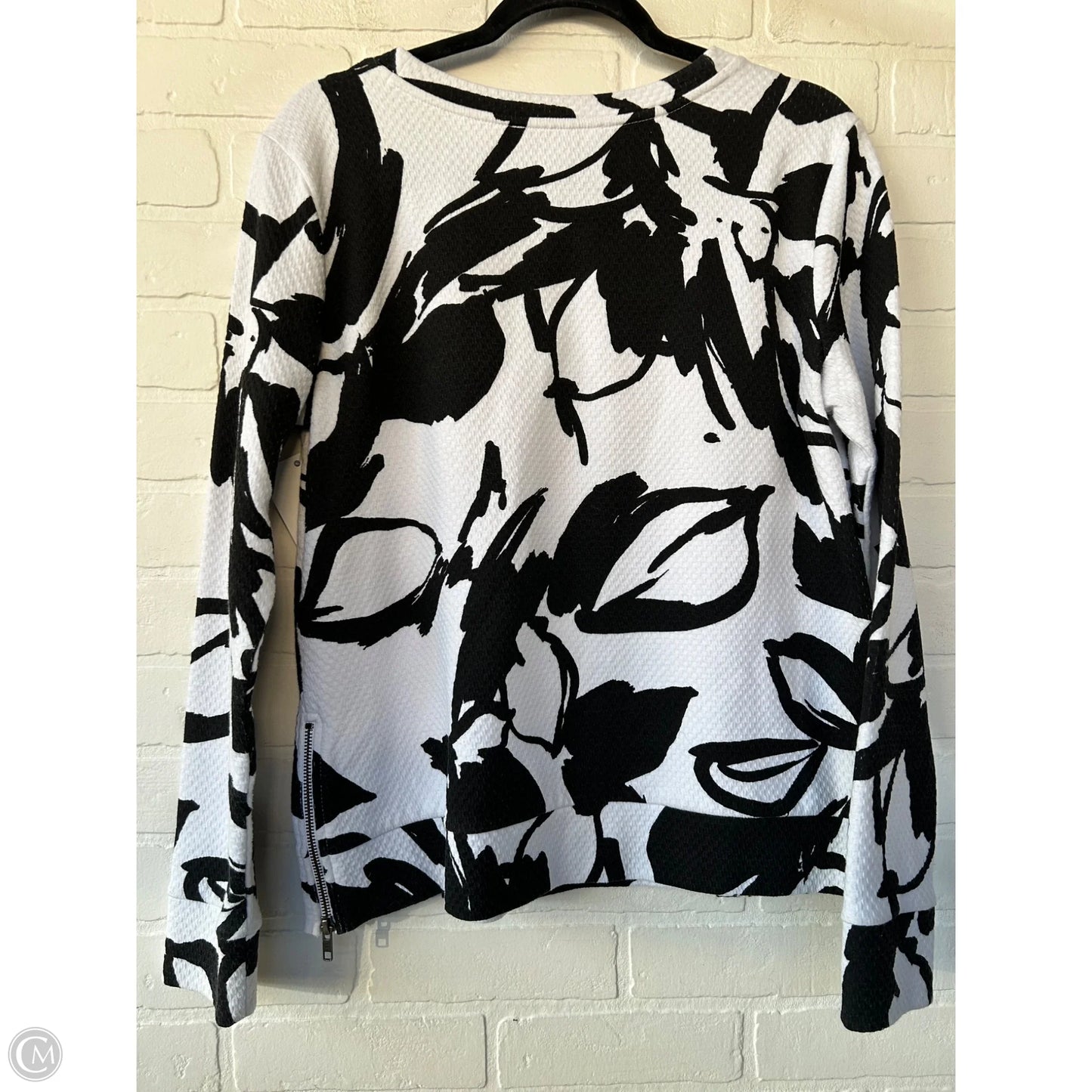 Top Long Sleeve By Loft In Black & White, Size: M