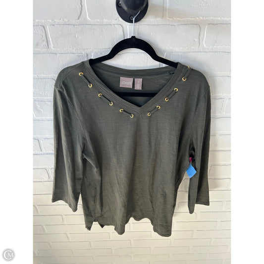 Top 3/4 Sleeve By Chicos In Green, Size: L