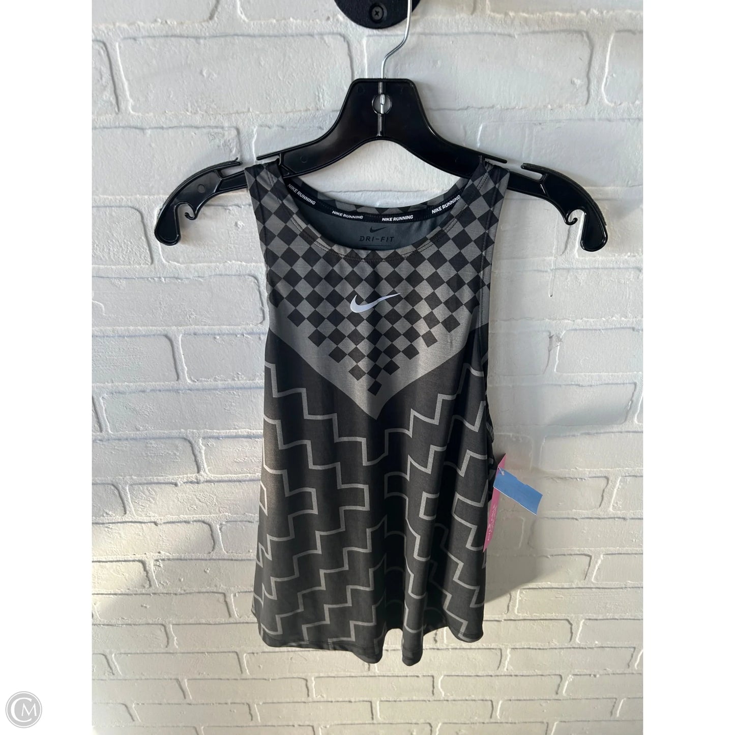 Athletic Tank Top By Nike In Black & Grey, Size: M