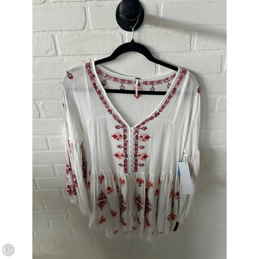 Tunic Long Sleeve By Free People In Red & White, Size: Xs