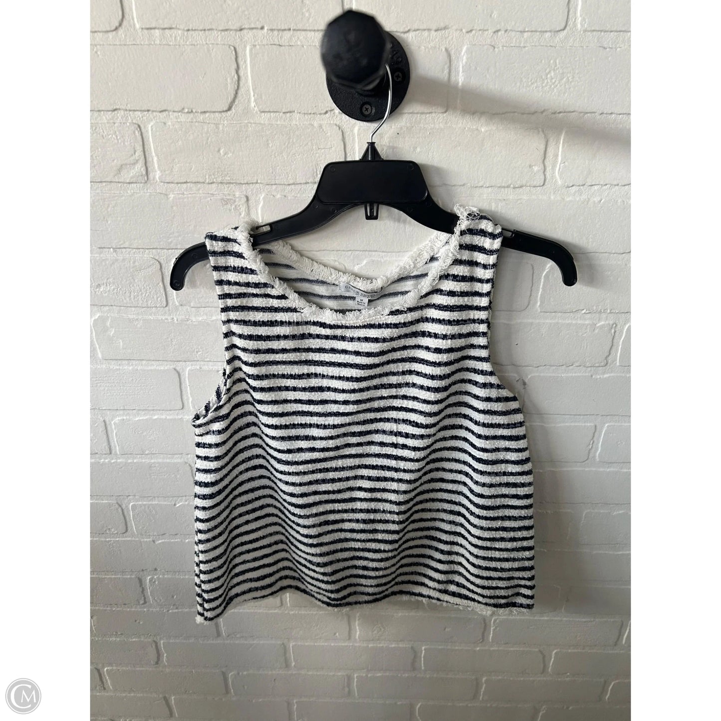 Top Sleeveless By Green Envelope In Blue & White, Size: M