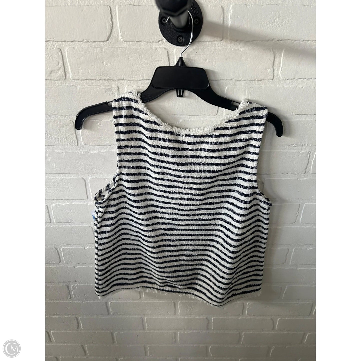 Top Sleeveless By Green Envelope In Blue & White, Size: M