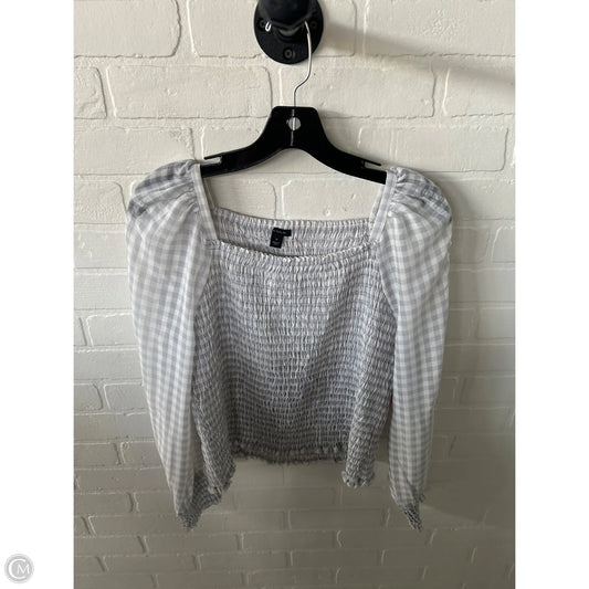 Blouse Long Sleeve By Ann Taylor In Blue & White, Size: M