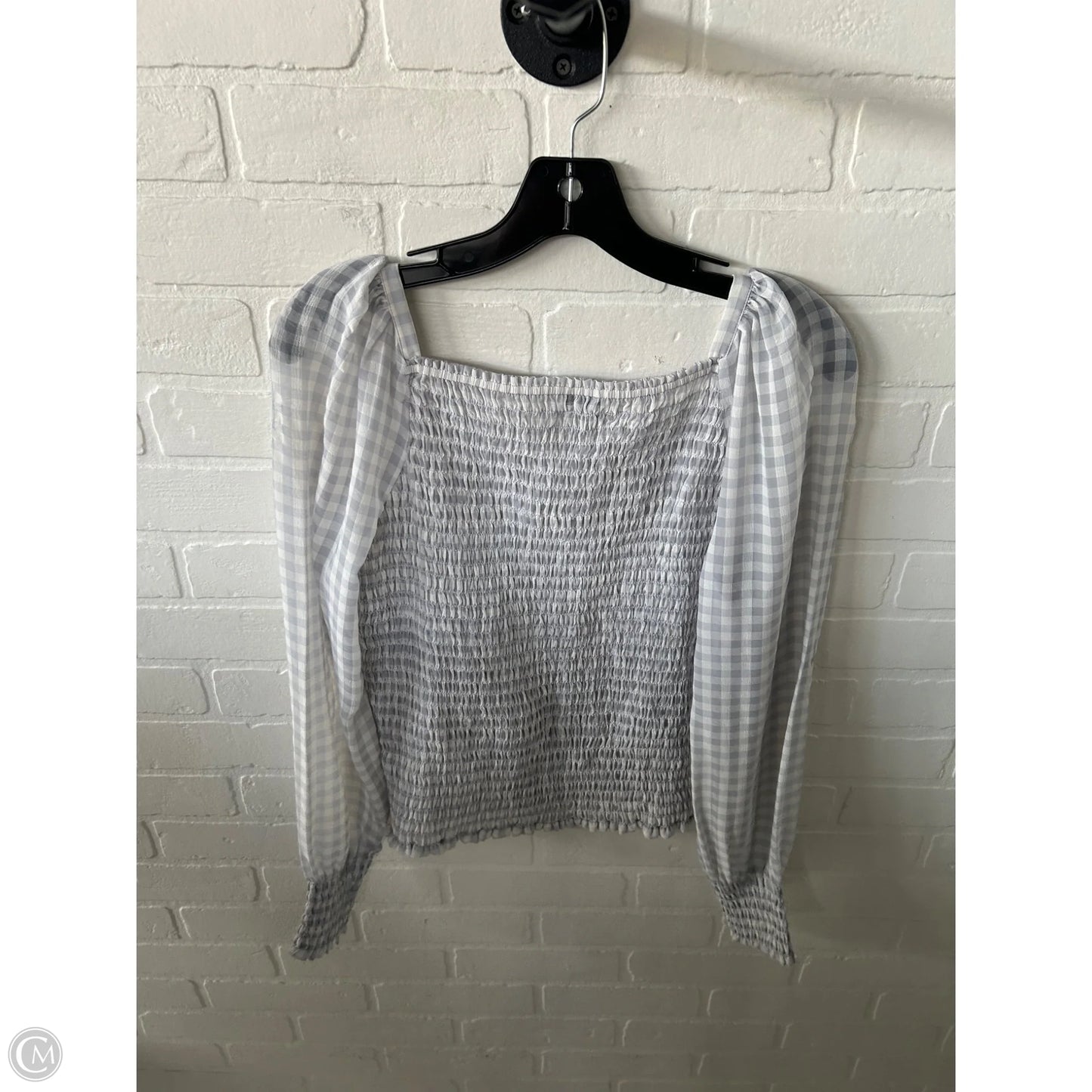 Blouse Long Sleeve By Ann Taylor In Blue & White, Size: M