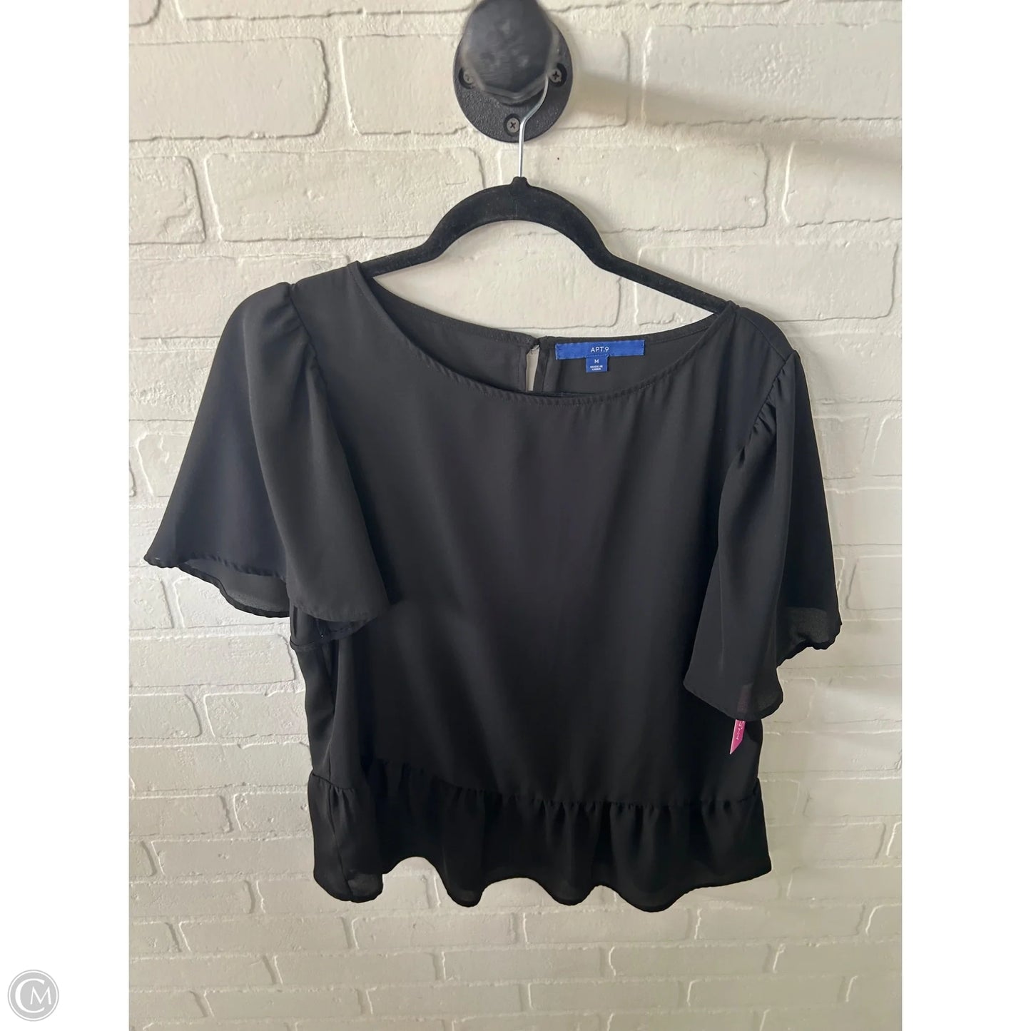 Blouse Short Sleeve By Apt 9 In Black, Size: M