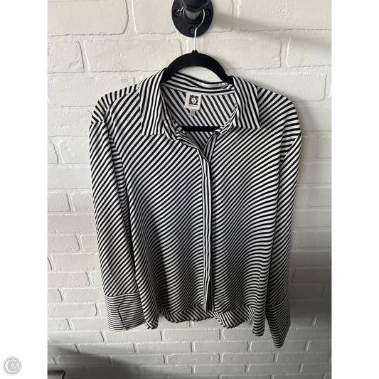 Blouse Long Sleeve By Anne Klein In Black & White, Size: Xl