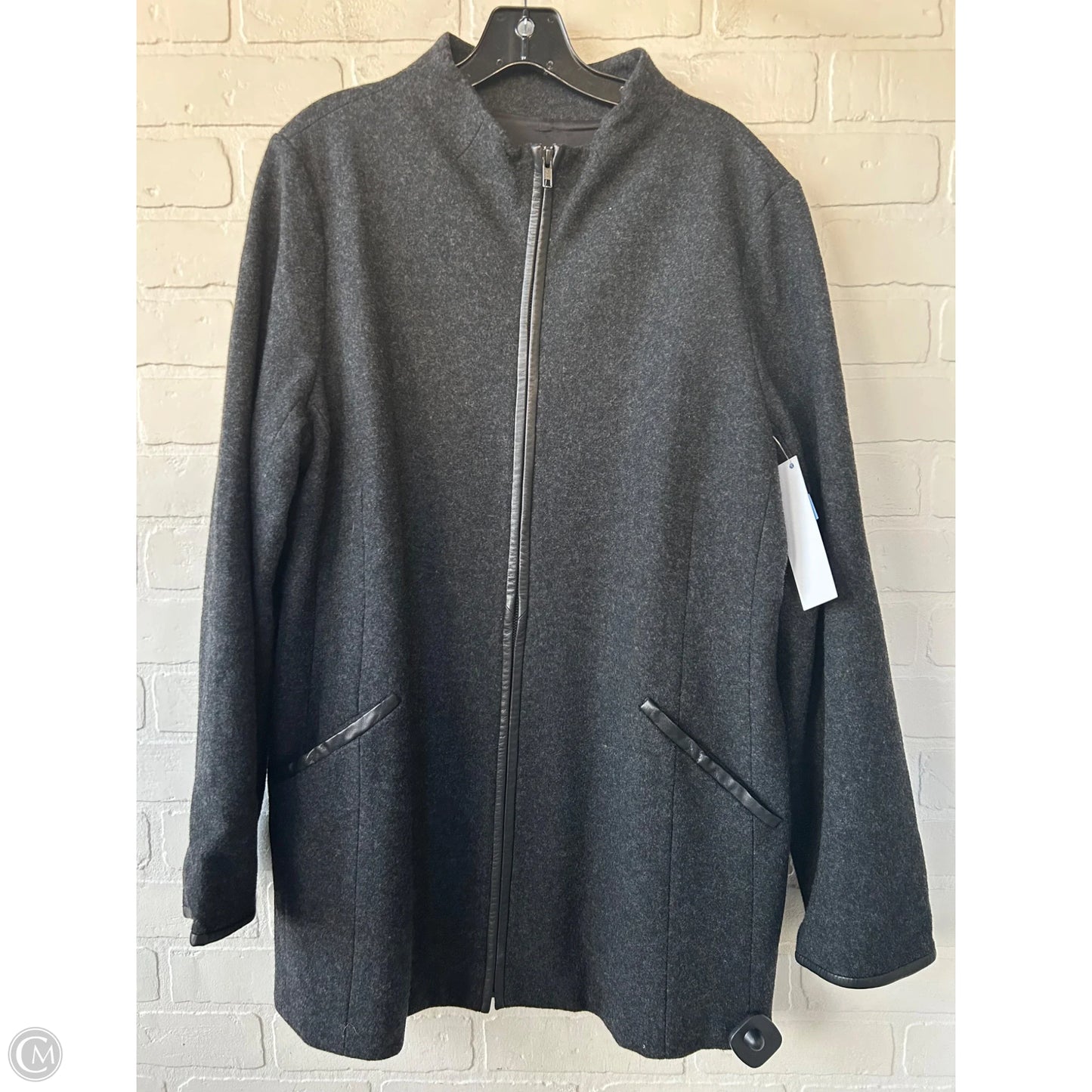 Coat Wool By Eileen Fisher In Grey, Size: Xl